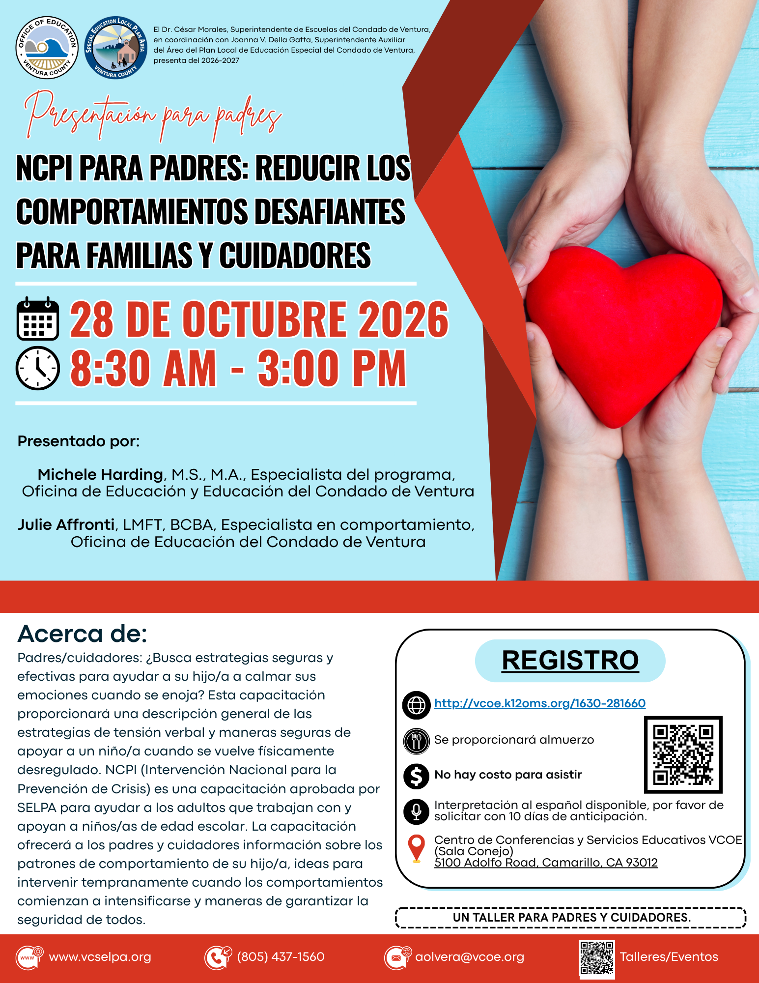 Flyer for NCPI for Parents October 28, 2026 in Spanish